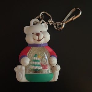 Avon Beary Christmas Snowglobe Zipper Pull, New in Packaging